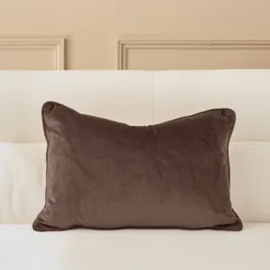 Luca chocolate rectangle velvet cushion