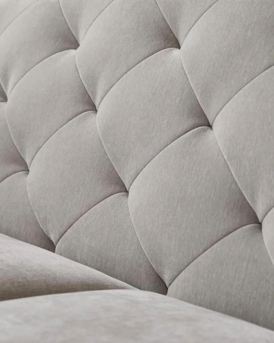 Luxe 2 Seater Sofa Light Grey Fabric - Image 3
