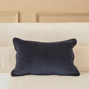 Luca navy rectangle velvet cushion