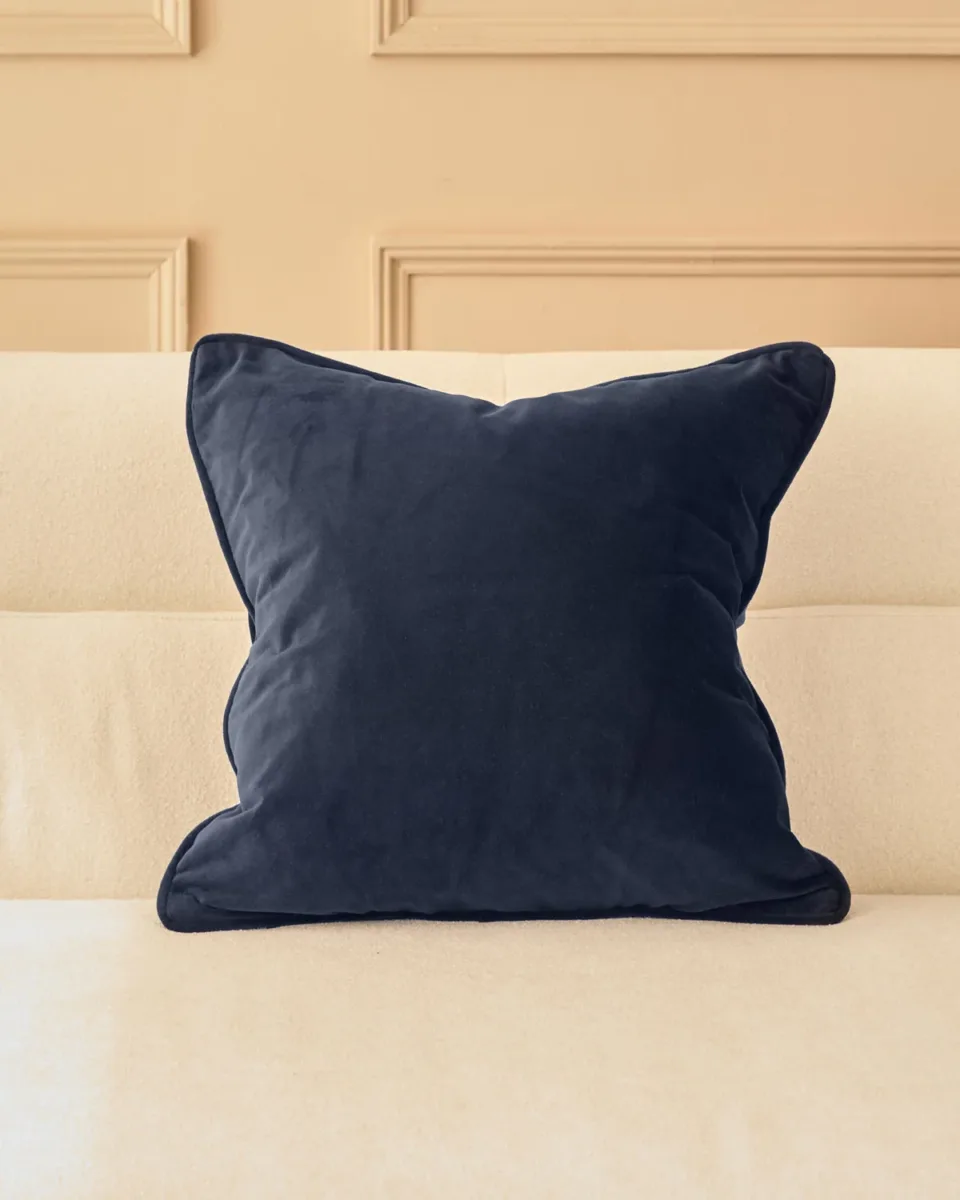 Luca navy medium velvet cushion
