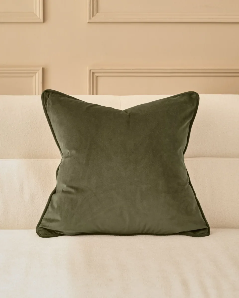 Luca olive green medium velvet cushion