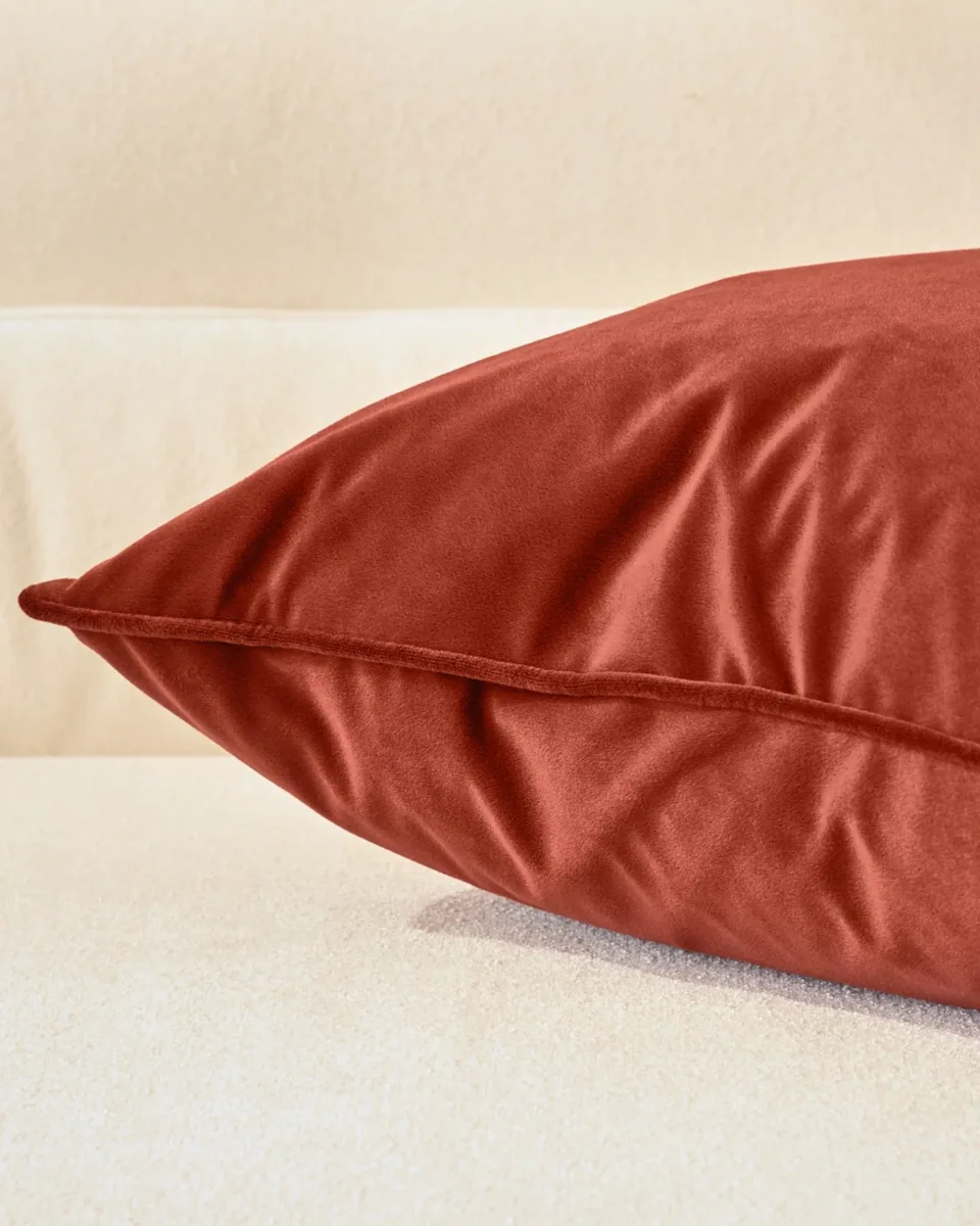 Luca toffee red medium velvet cushion - Image 4
