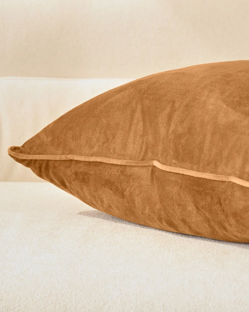 Luca caramel large velvet cushion - Image 4
