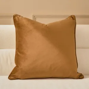 Luca caramel large velvet cushion