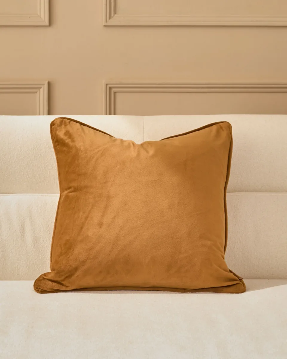 Luca caramel medium velvet cushion