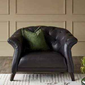 Luxe black leather armchair