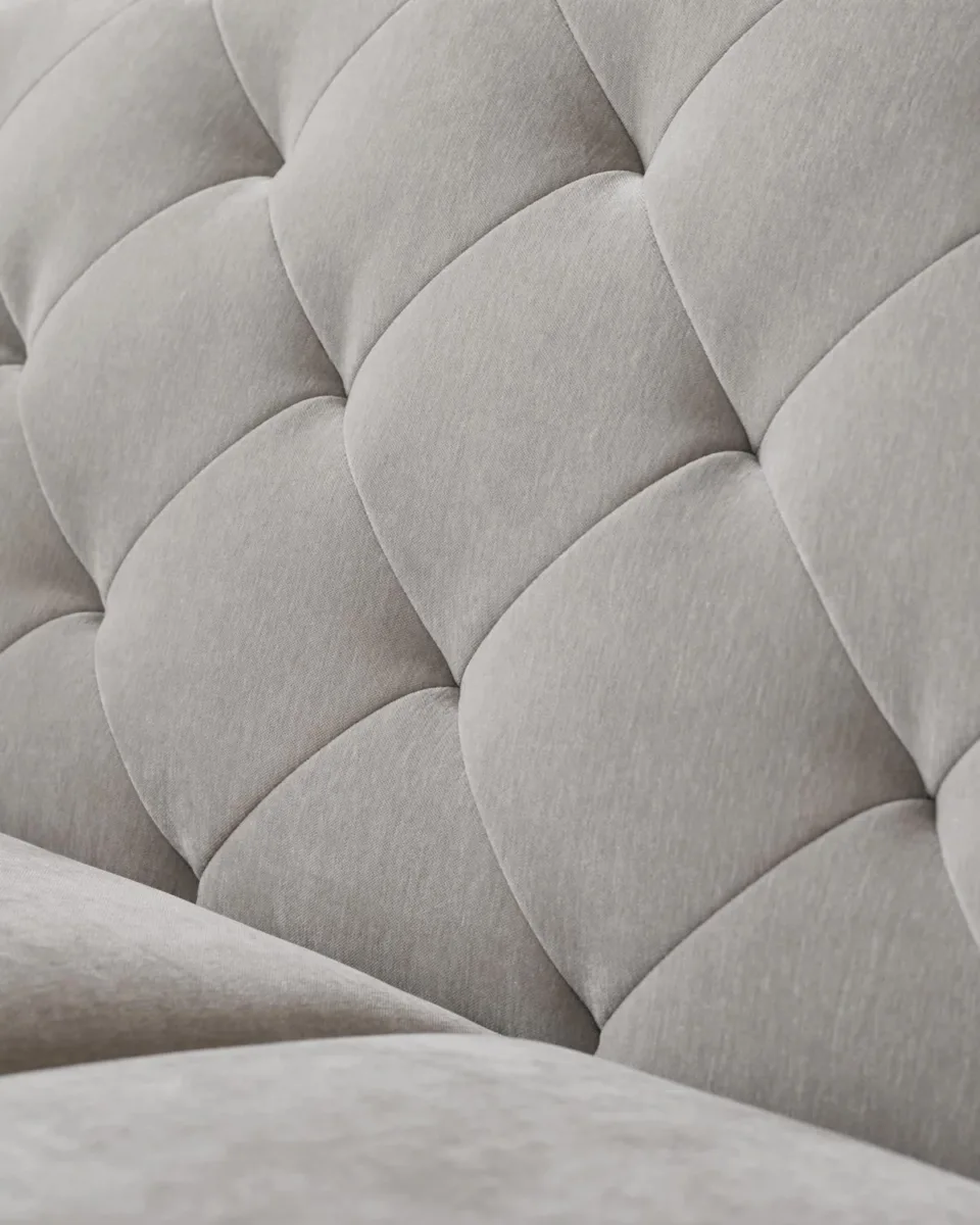 Luxe Light Grey Fabric Armchair - Image 3