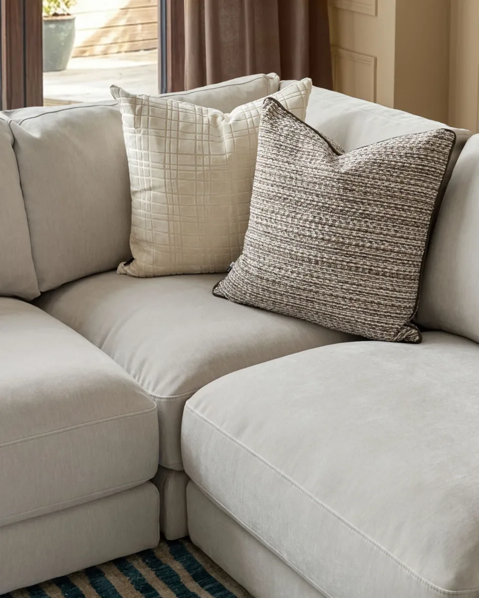 Lynetta natural grey chenille sofa module - Image 2