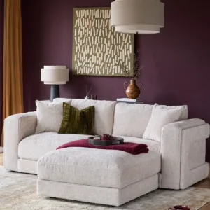Lynetta natural weave 3 seater sofa with footstool