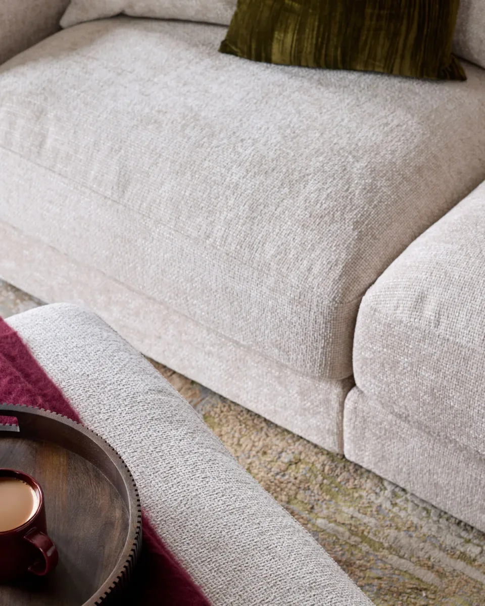 Lynetta natural weave 3 seater sofa with footstool - Image 4