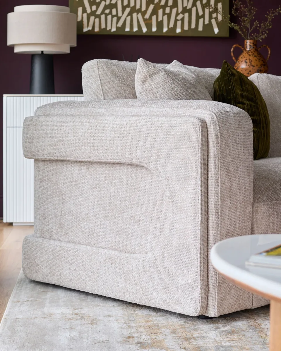 Lynetta natural weave 3 seater sofa with footstool - Image 3