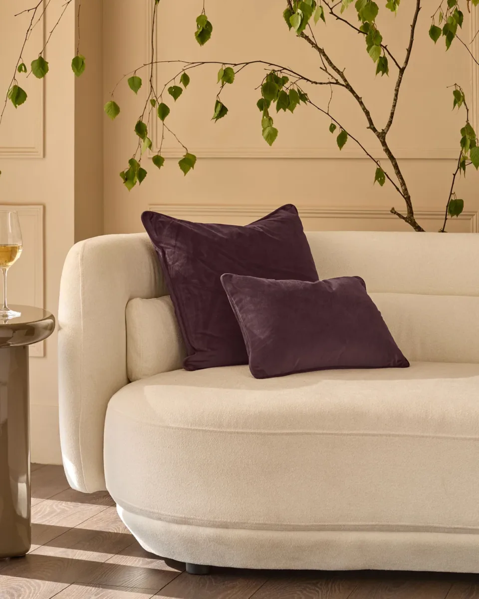 Luca mulberry large velvet cushion - Image 2