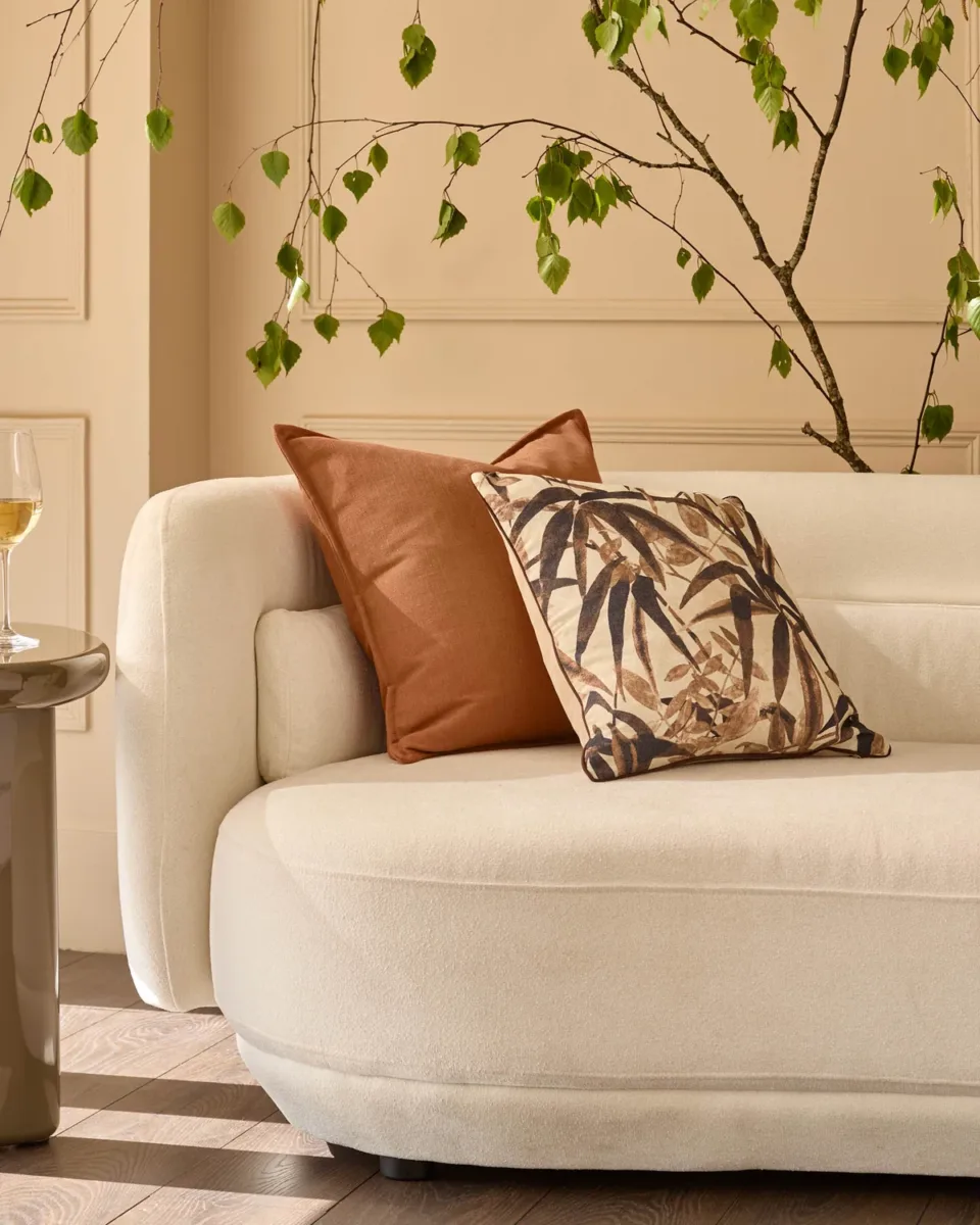 Delanie rust large linen mix cushion - Image 2