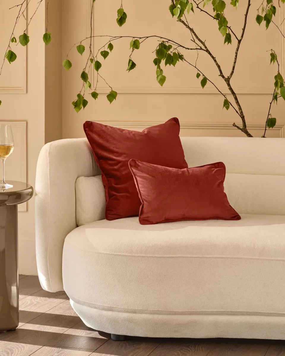 Luca toffee red medium velvet cushion - Image 2