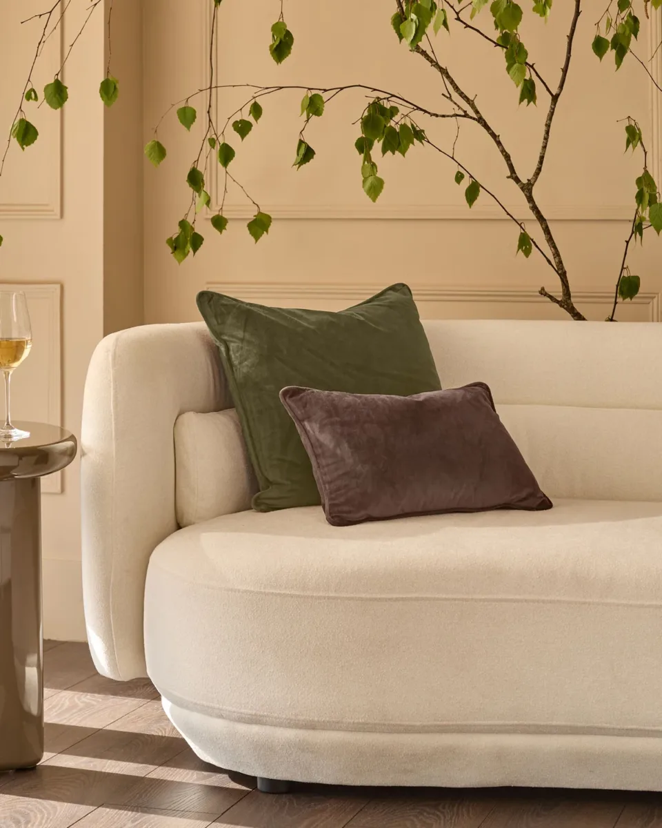 Luca olive green medium velvet cushion - Image 2