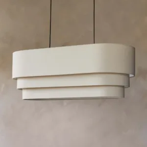 Madison natural linen oval adjustable pendant light