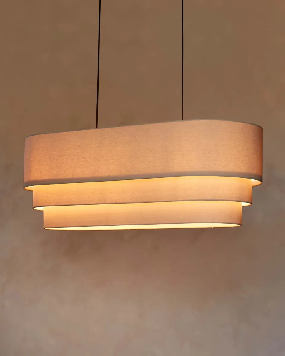 Madison natural linen oval adjustable pendant light - Image 2