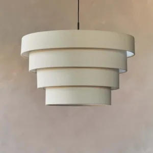 Madison natural linen round adjustable pendant light