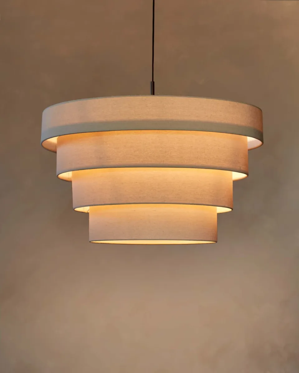 Madison natural linen round adjustable pendant light - Image 2