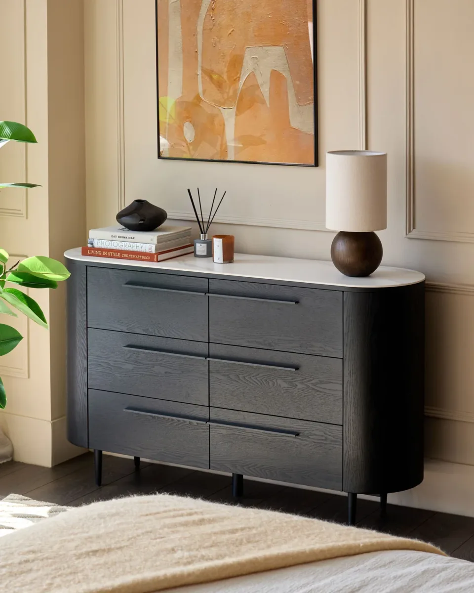 Manhattan white ceramic chest of drawers