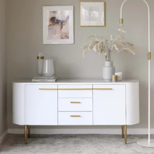 Manhattan White Oak and Marbled Ceramic Large Sideboard