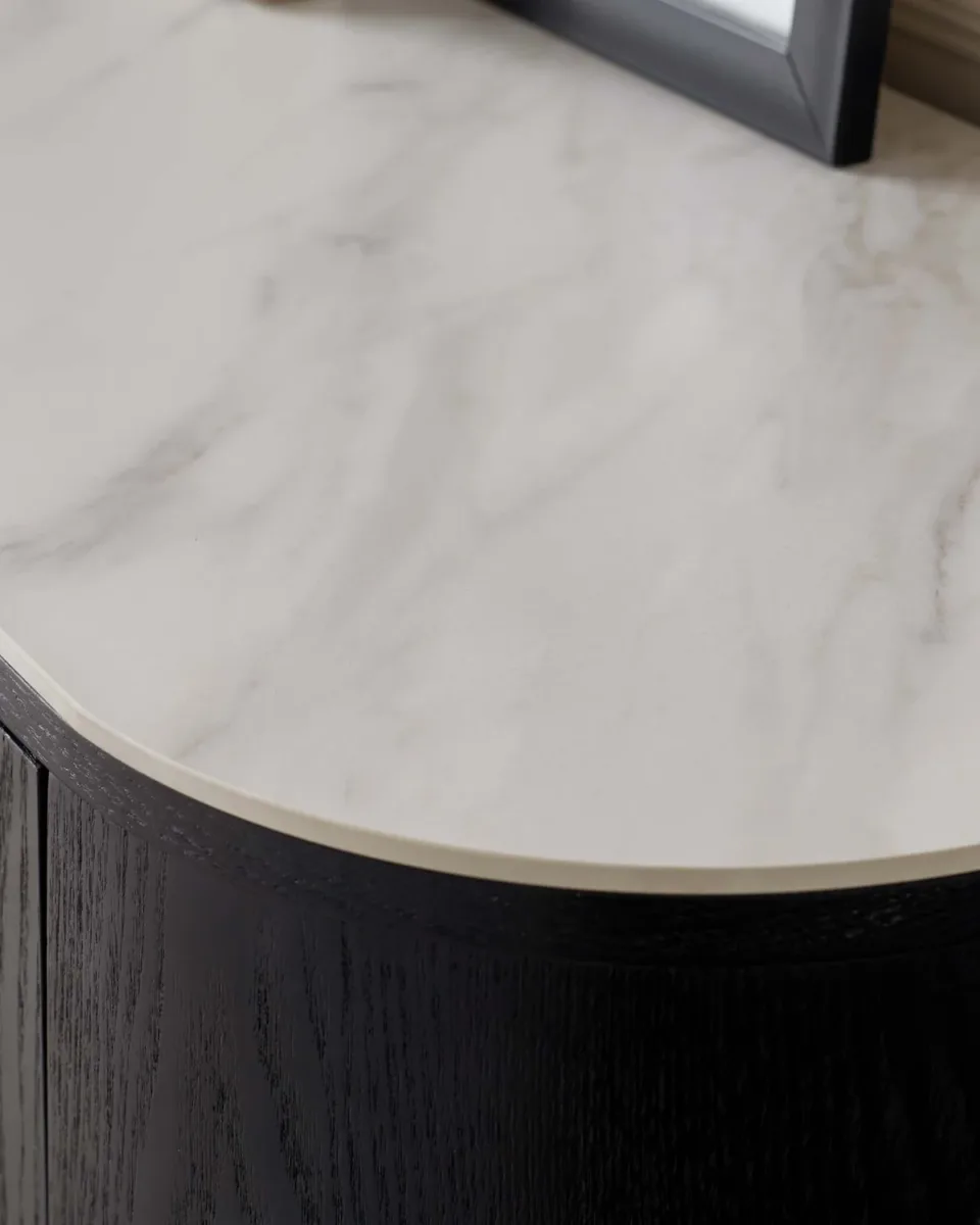 Manhattan Black Ash and Marble Ceramic Small Sideboard - Image 4