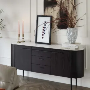 Manhattan Black Ash and Marbled Ceramic Large Sideboard