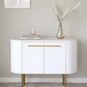 Manhattan White Oak and Marbled Ceramic Small Sideboard
