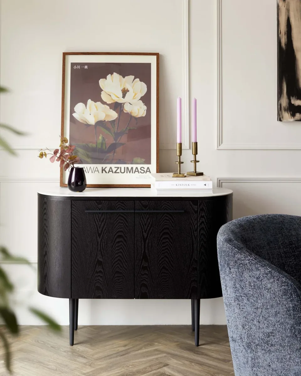 Manhattan Black Ash and Marble Ceramic Small Sideboard - Image 3