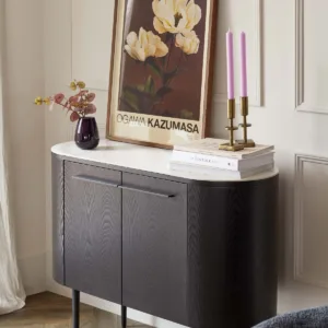 Manhattan Black Ash and Marble Ceramic Small Sideboard