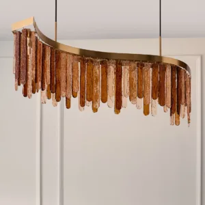 Mar caramel and champagne glass 9 bulb chandelier light