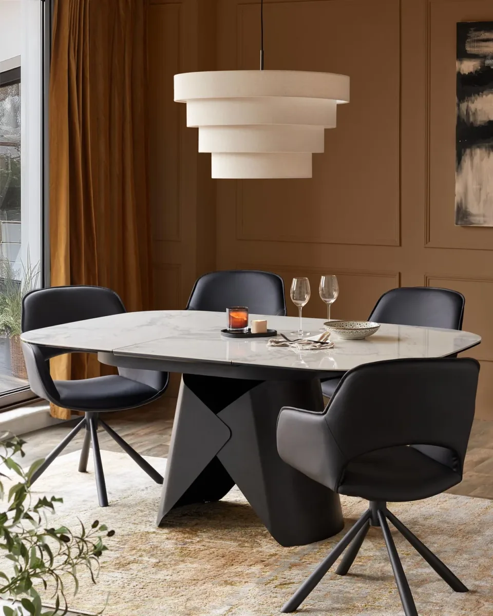 Marlow black faux leather swivel dining chair - Image 2