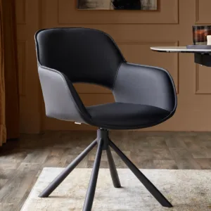 Marlow black faux leather swivel dining chair
