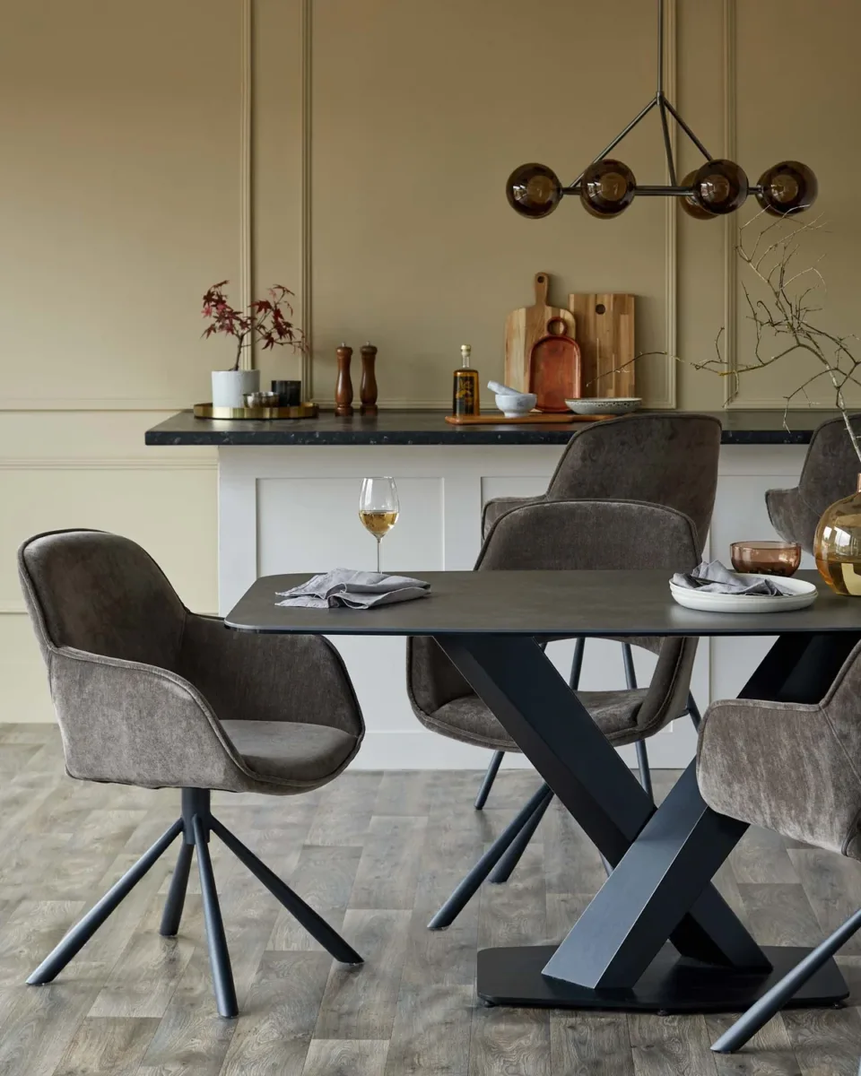 Marlow mocha fabric swivel dining chair - Image 2