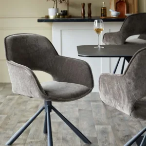 Marlow mocha fabric swivel dining chair