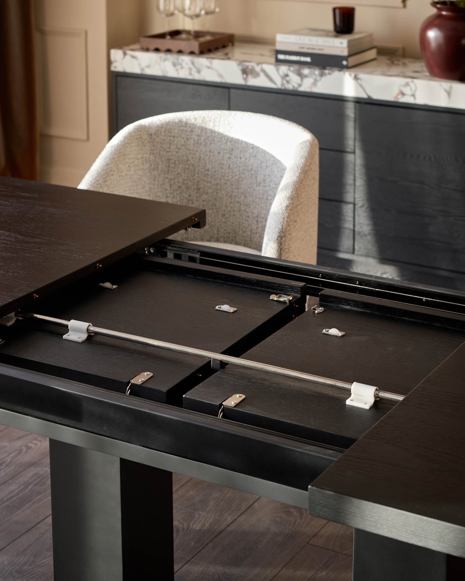Morgan dark wood extending 8 - 10 seater dining table - Image 10