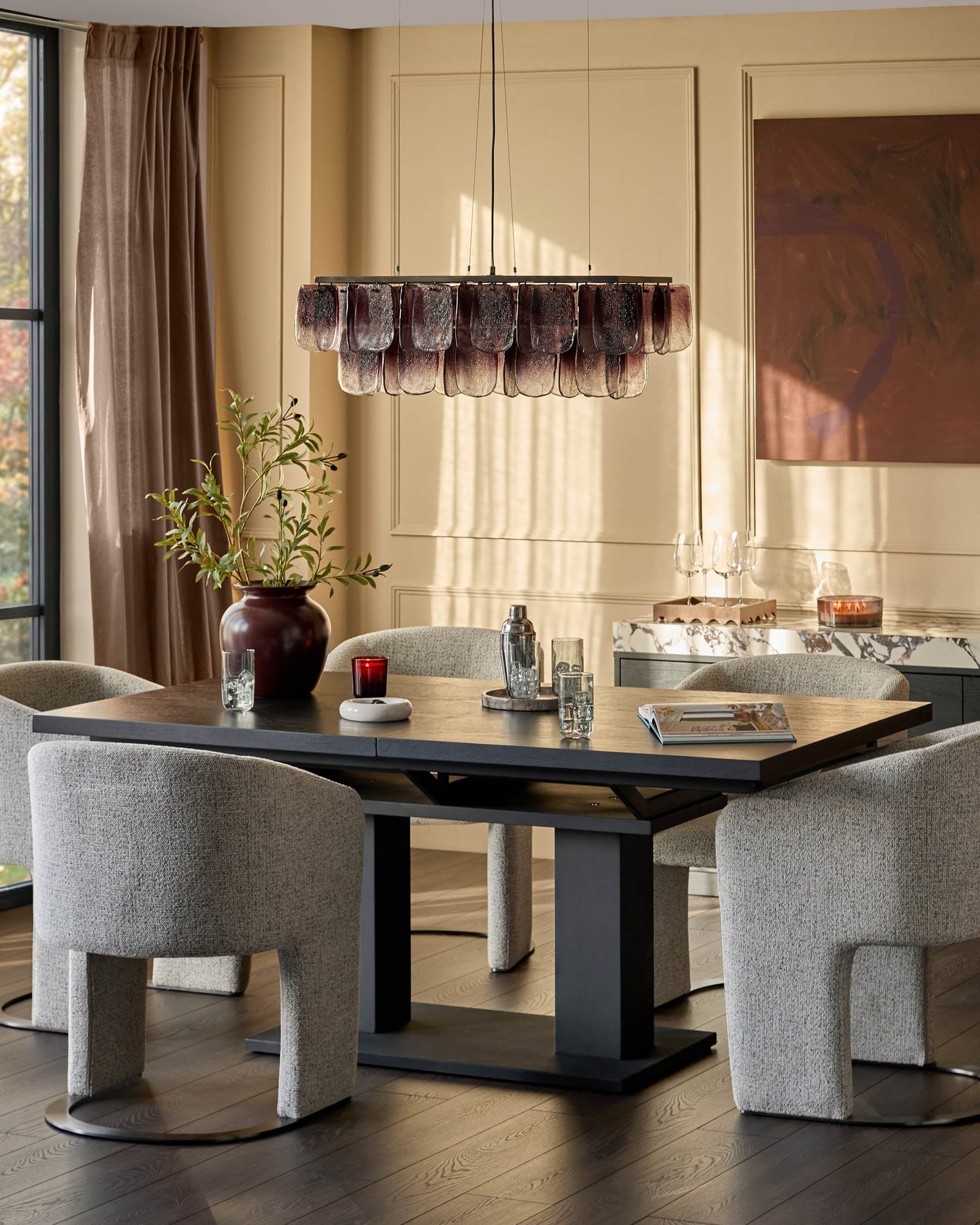 Morgan dark wood extending 8 - 10 seater dining table - Image 3