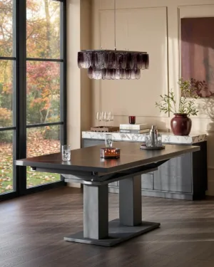 Morgan dark wood extending 8 - 10 seater dining table