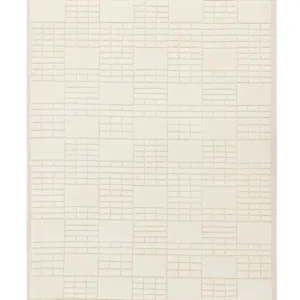 Mosaic cream sculpted wool small rug