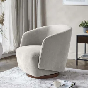 Natalia light grey chenille swivel accent chair