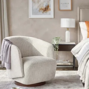 Natalia natural chunky weave swivel accent chair