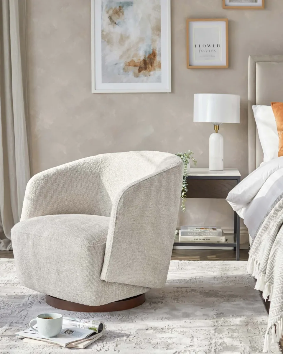 Natalia natural chunky weave swivel accent chair - Image 2