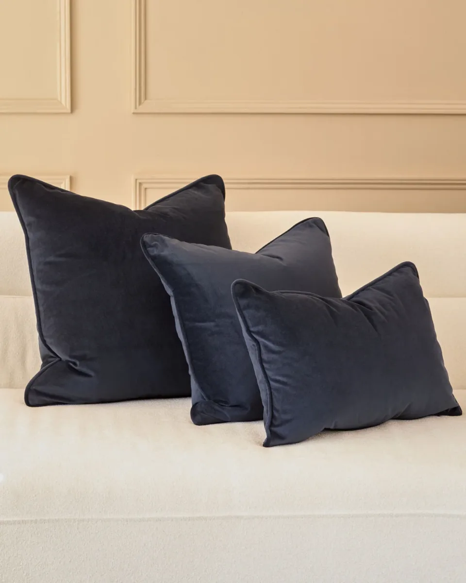 Luca navy medium velvet cushion - Image 3