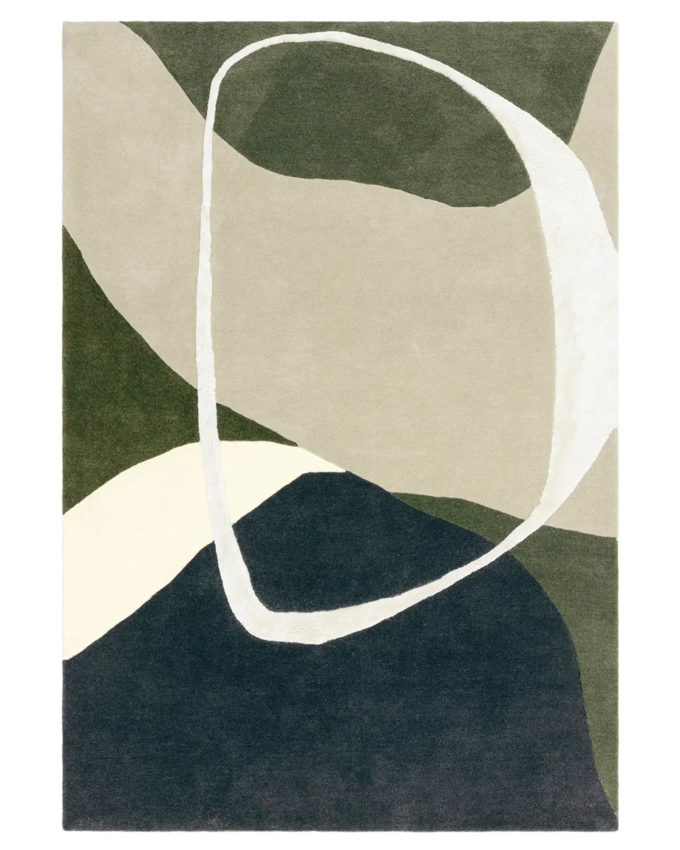 Neo olive and navy textured large rug