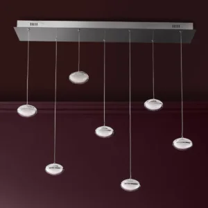Nina silver chrome with clear glass LED adjustable 7 pendant light