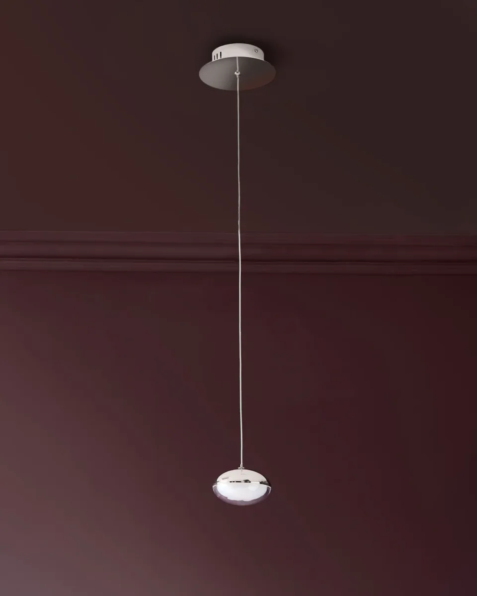 Nina silver chrome with clear glass LED adjustable single drop pendant light - Image 3