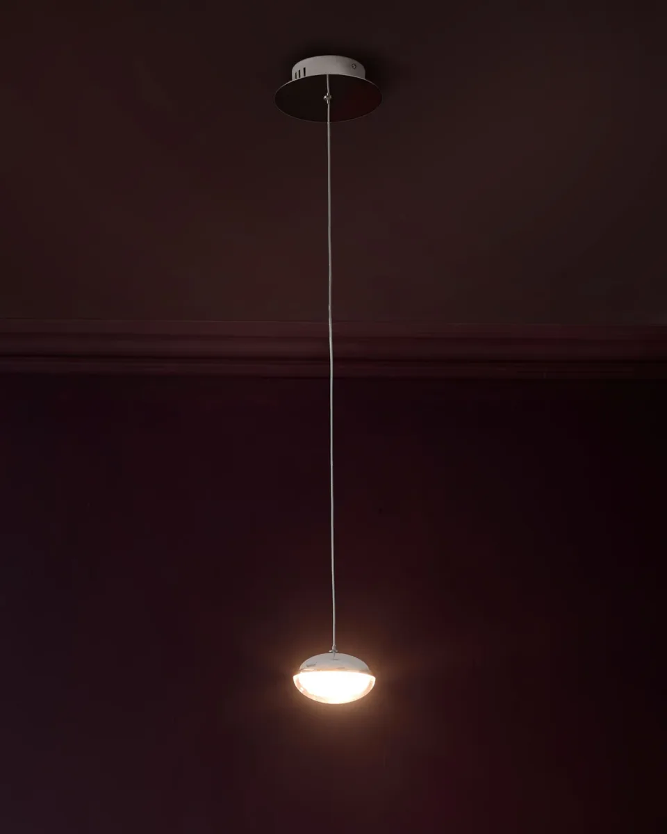 Nina silver chrome with clear glass LED adjustable single drop pendant light - Image 4