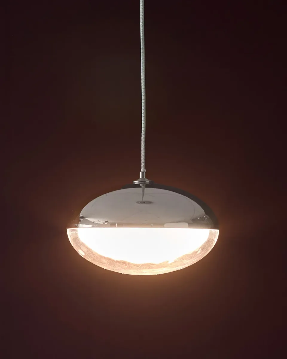 Nina silver chrome with clear glass LED adjustable single drop pendant light - Image 2