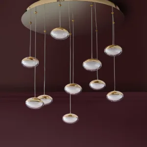 Nina soft gold with clear glass LED adjustable 10 pendant light