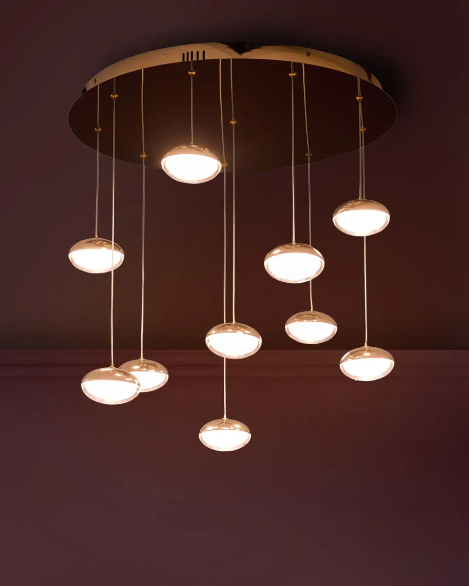 Nina soft gold with clear glass LED adjustable 10 pendant light - Image 2